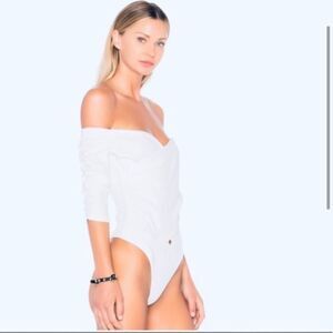 NBD White Off-Shoulder Bodysuit